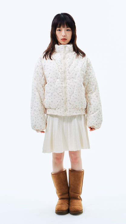 Wave flower puffer jacket