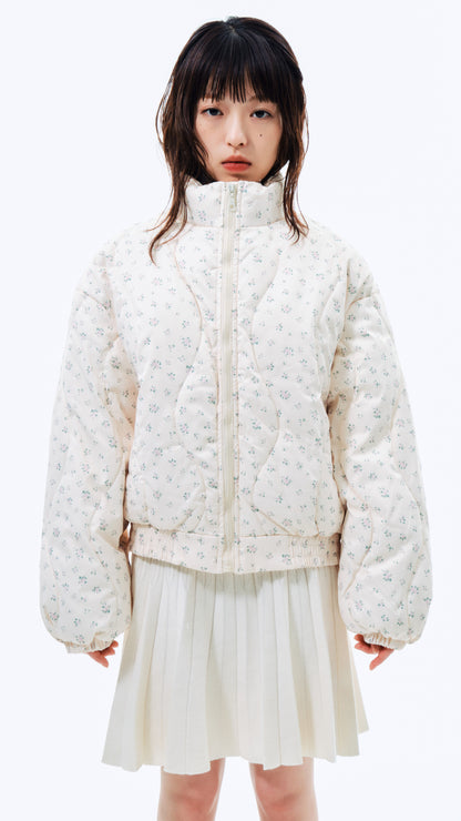 Wave flower puffer jacket