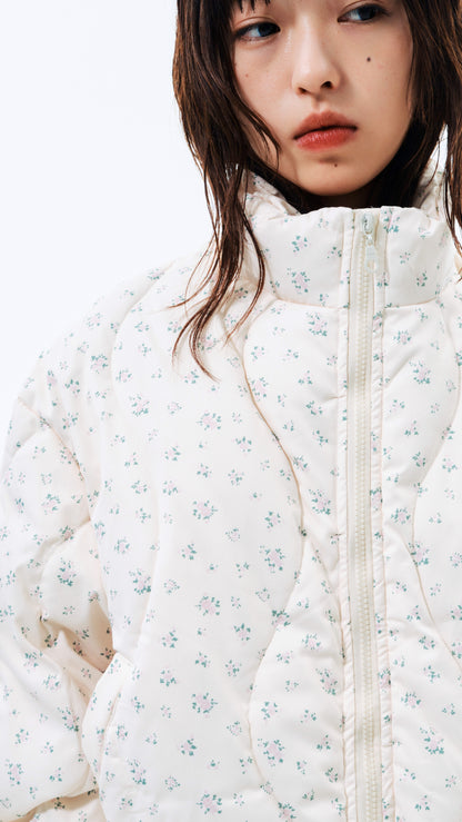 Wave flower puffer jacket