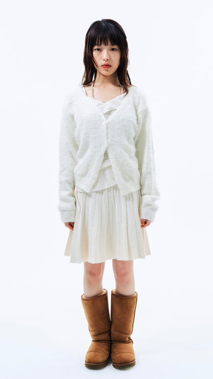 Angora knit cardigan (ivory)