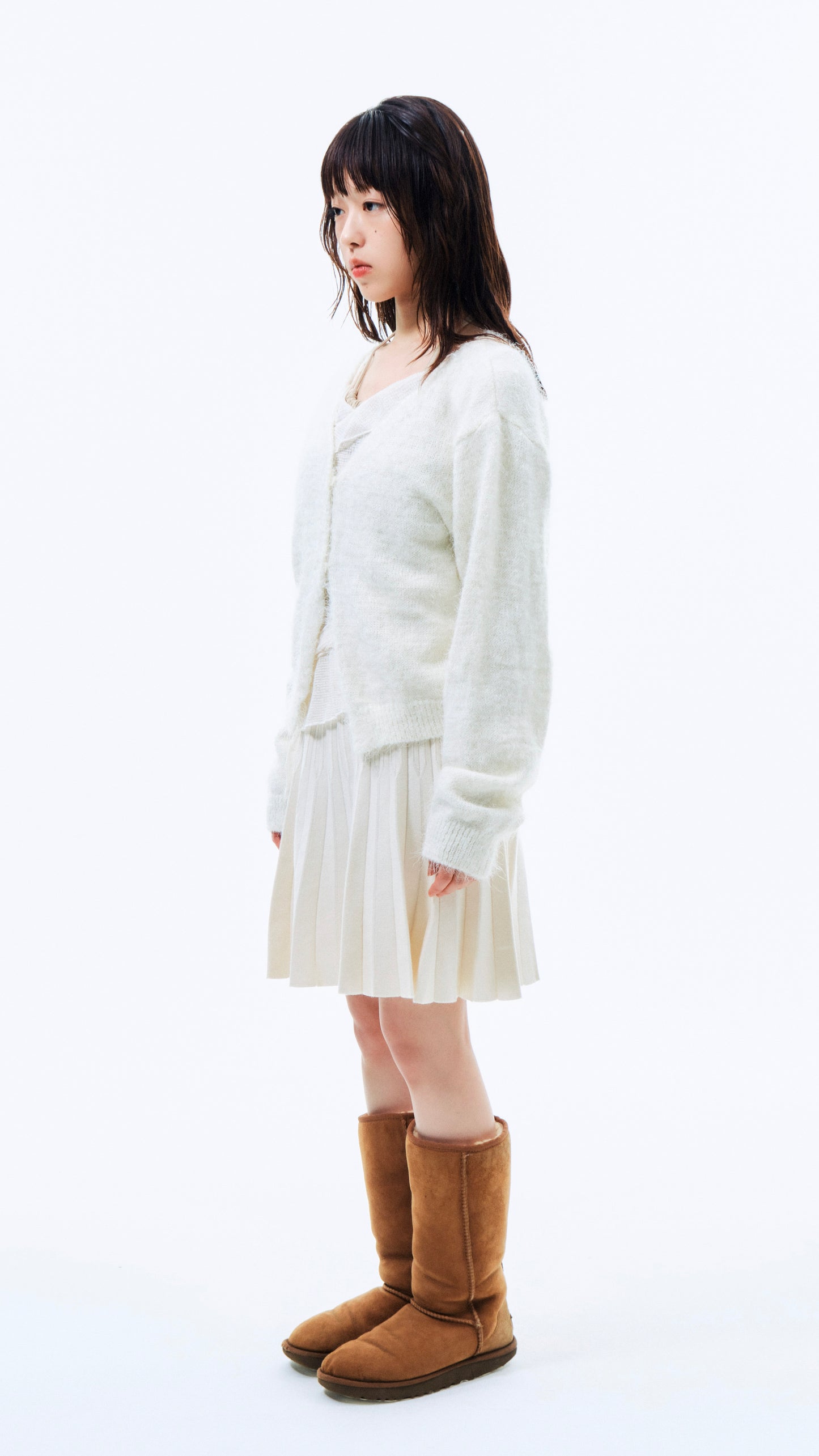 Angora knit cardigan (ivory)