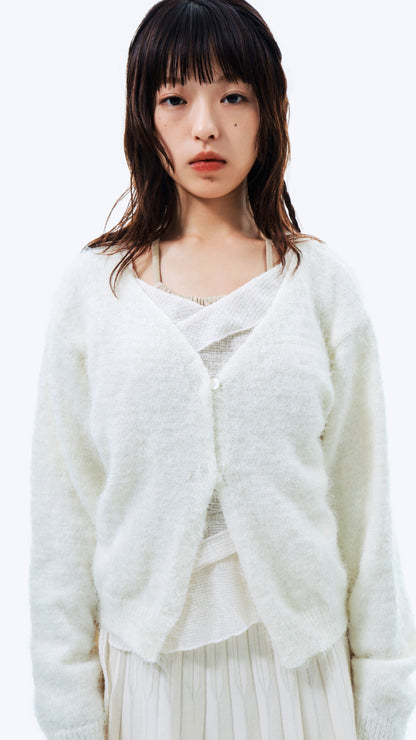 Angora knit cardigan (ivory)