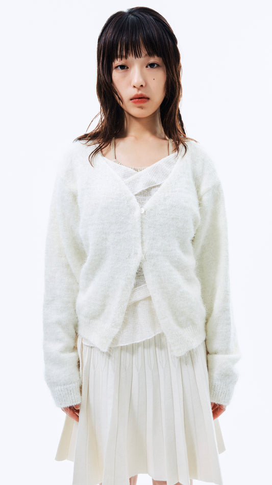 Angora knit cardigan (ivory)