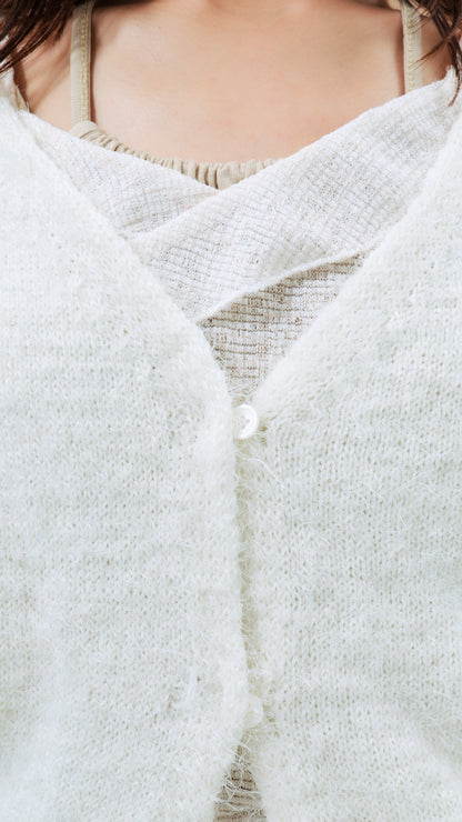 Angora knit cardigan (ivory)