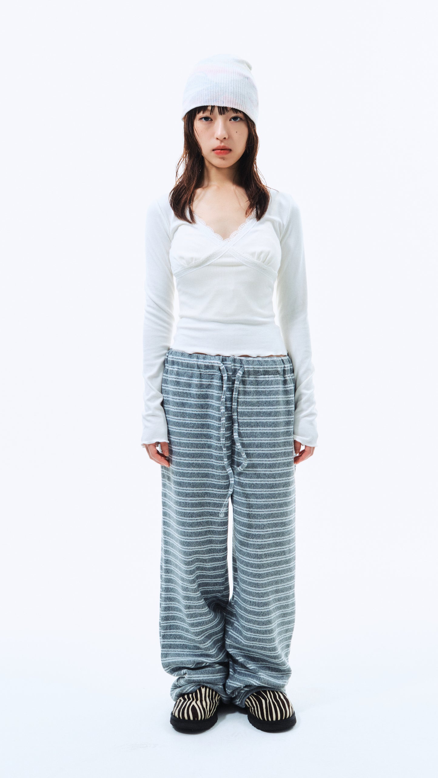 Winter stripe fleece pants