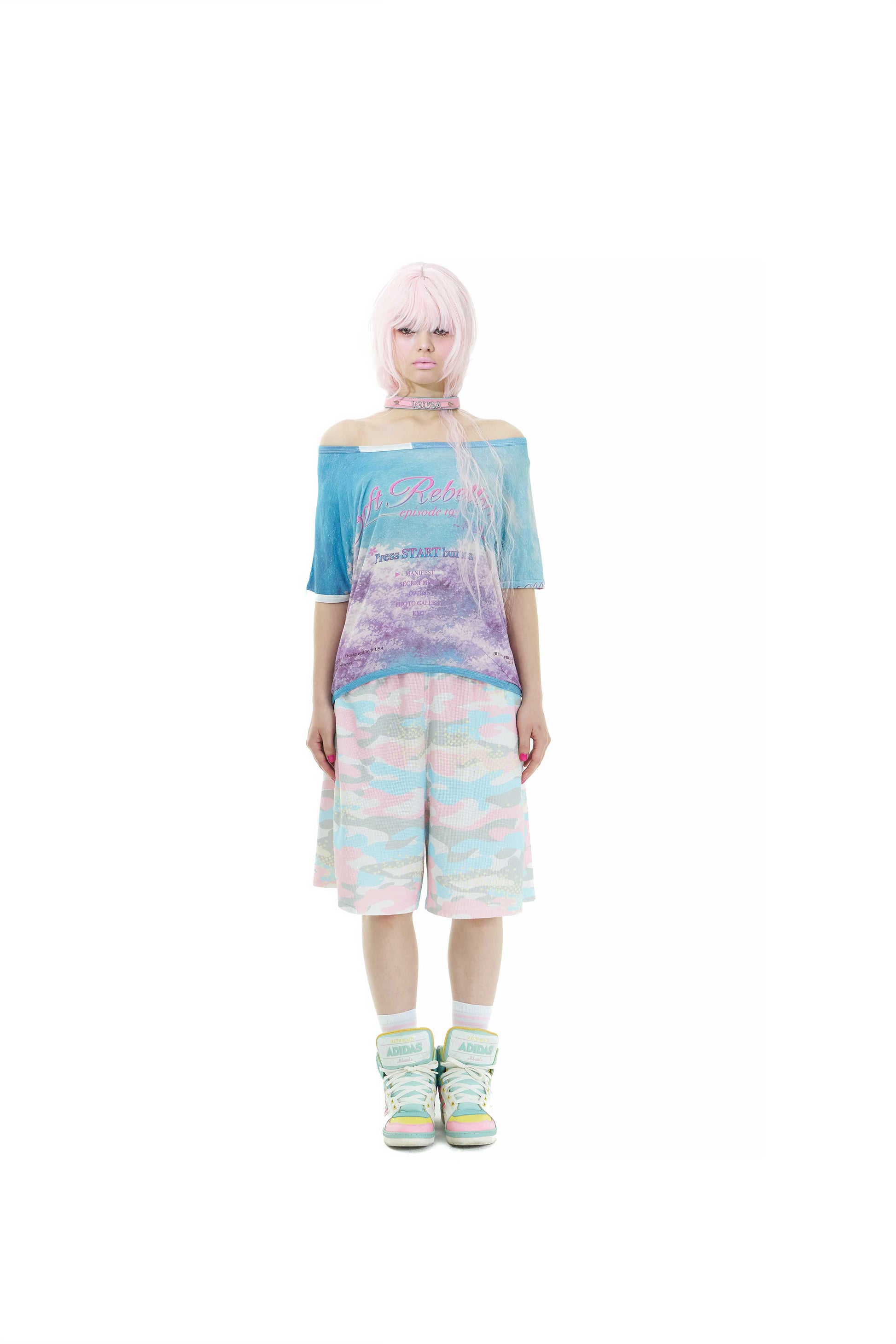 Sugar camouflage waffle shorts pink