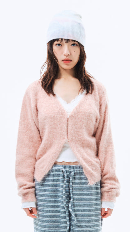 Angora knit cardigan (pink)