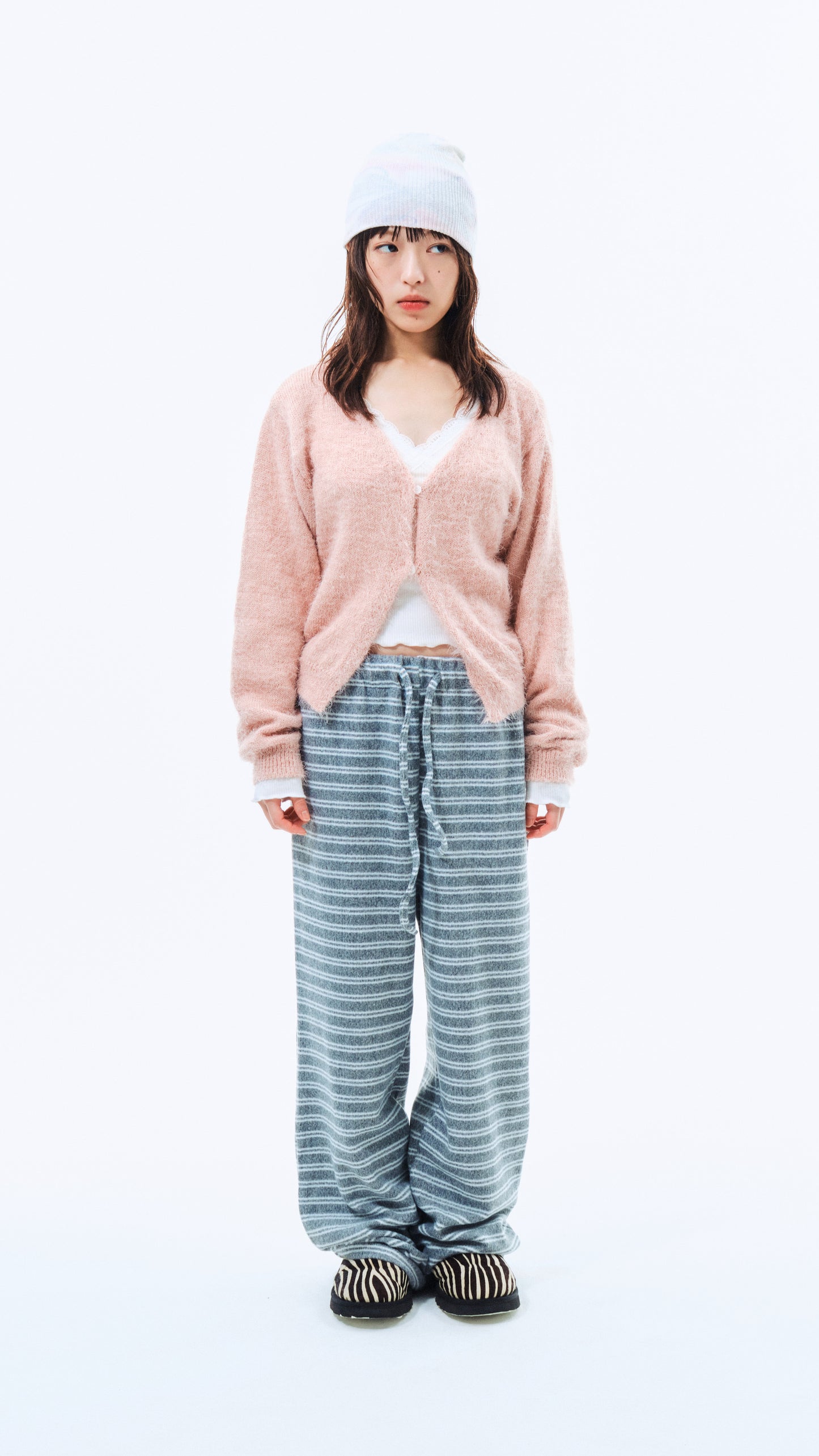 Angora knit cardigan (pink)