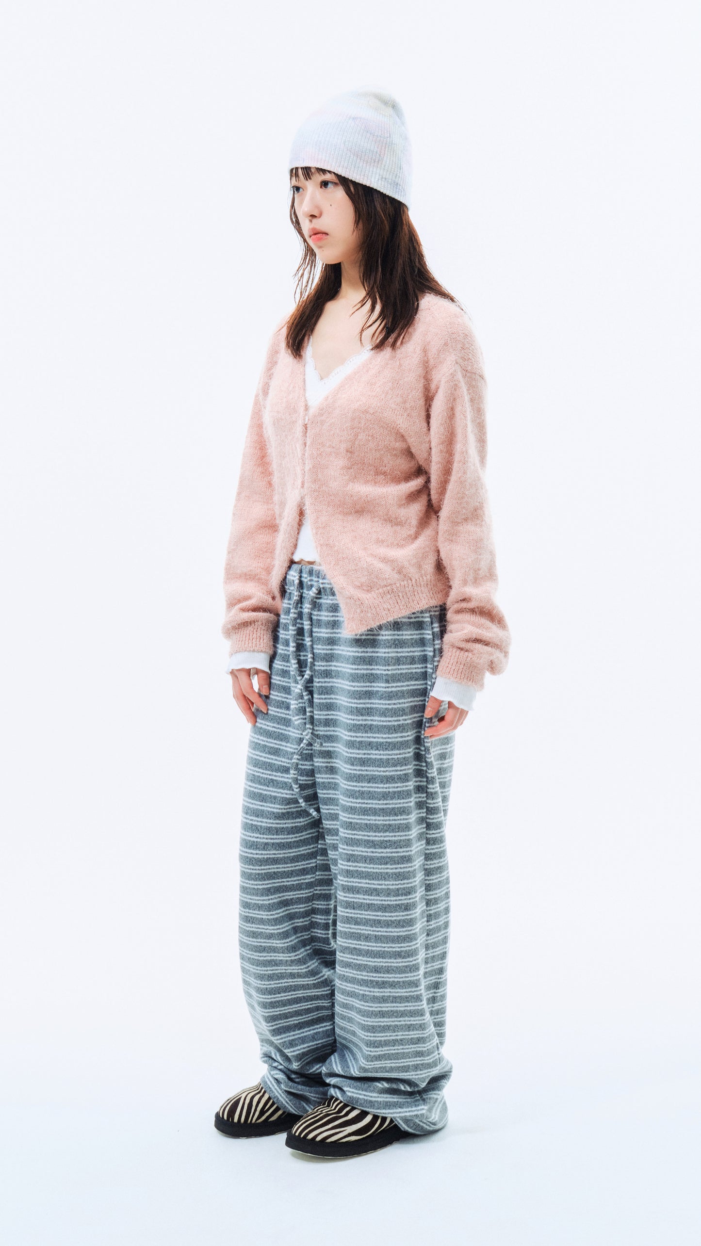 Angora knit cardigan (pink)