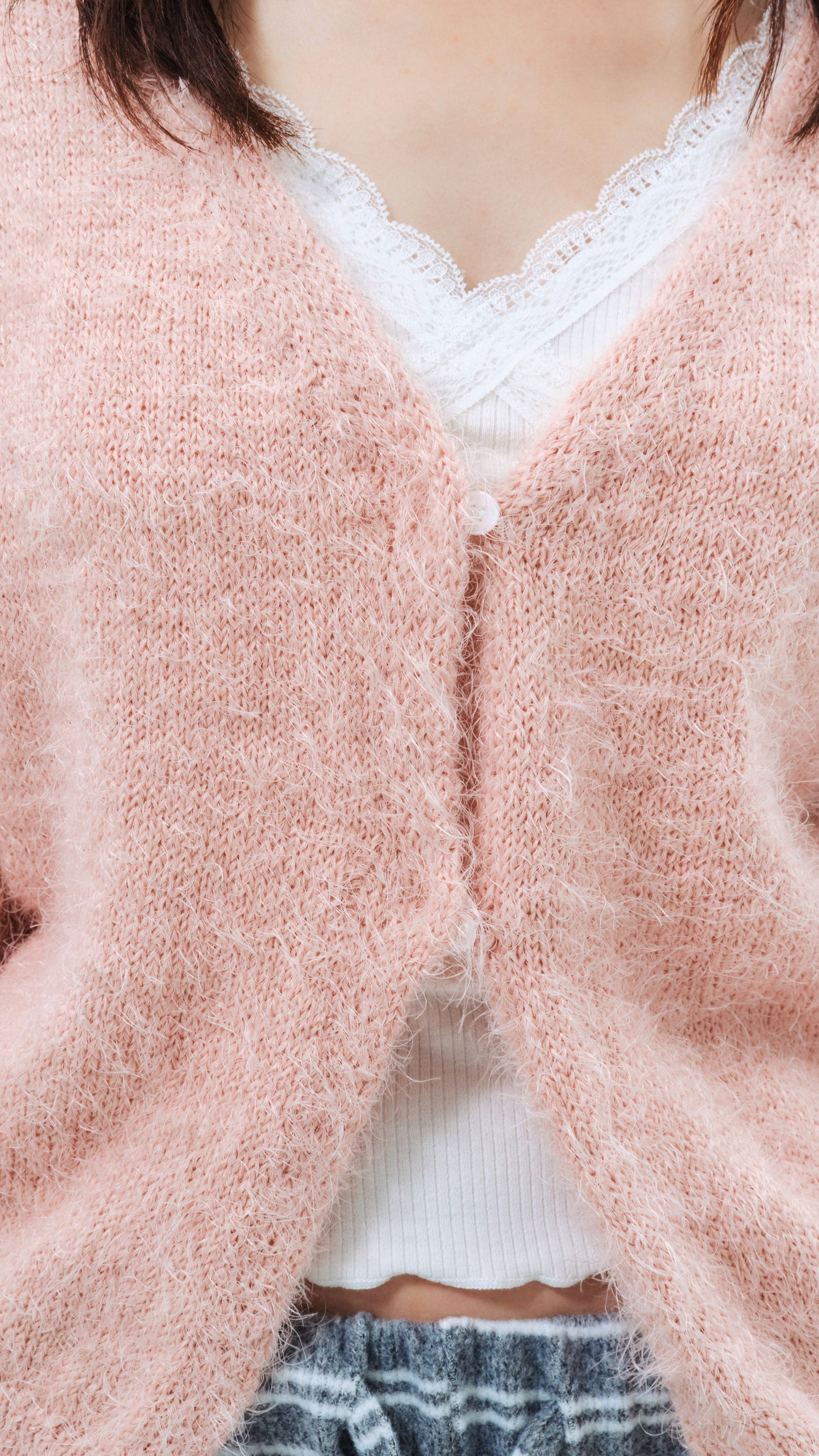 Angora knit cardigan (pink)