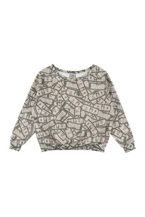Fake Money Off Shoulder Sweatshirt