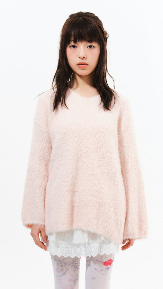 Angel sleeve mohair knit (pink)