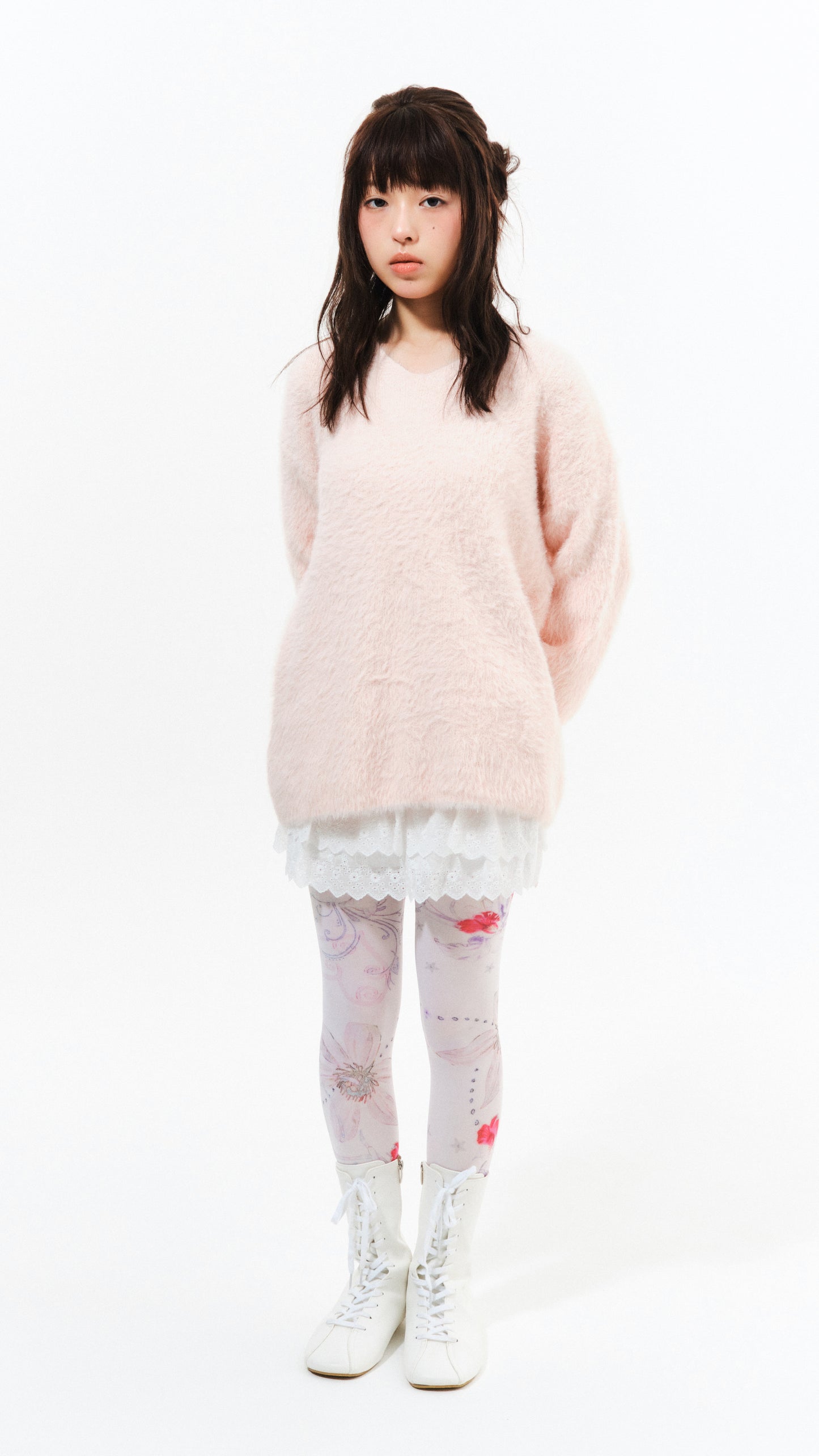 Angel sleeve mohair knit (pink)