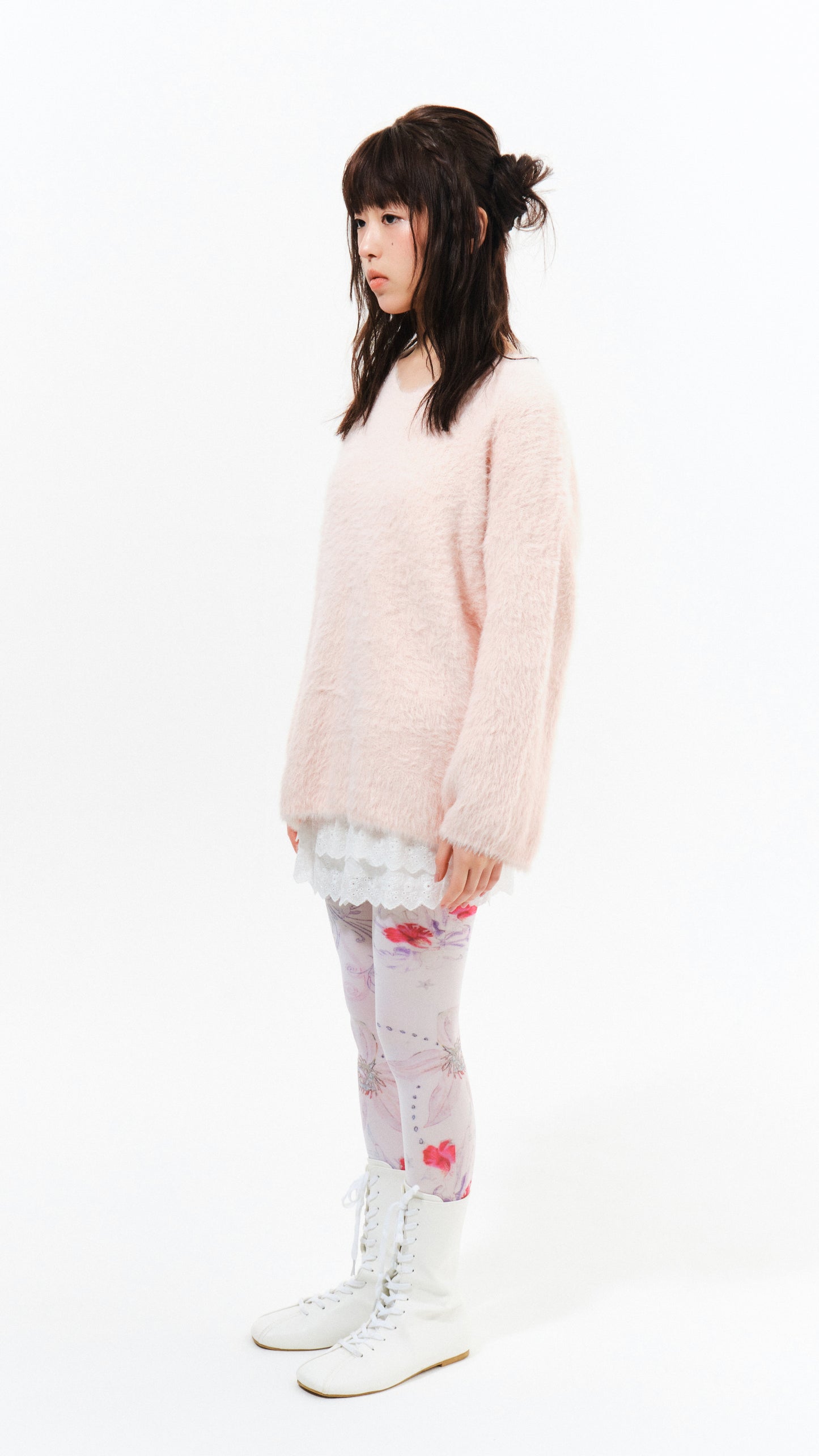 Angel sleeve mohair knit (pink)