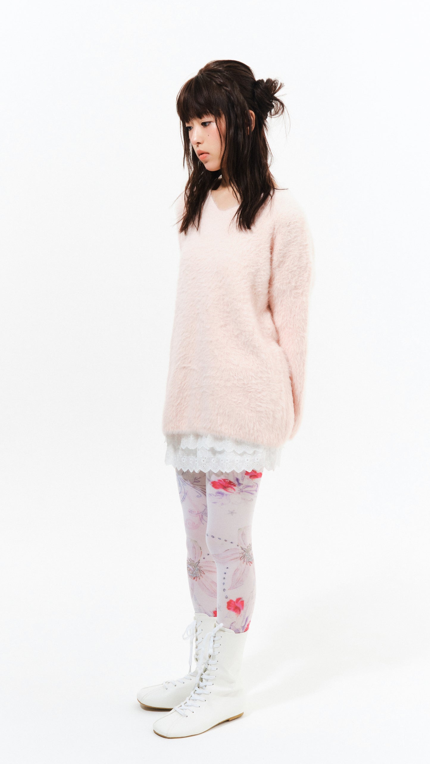 Angel sleeve mohair knit (pink)