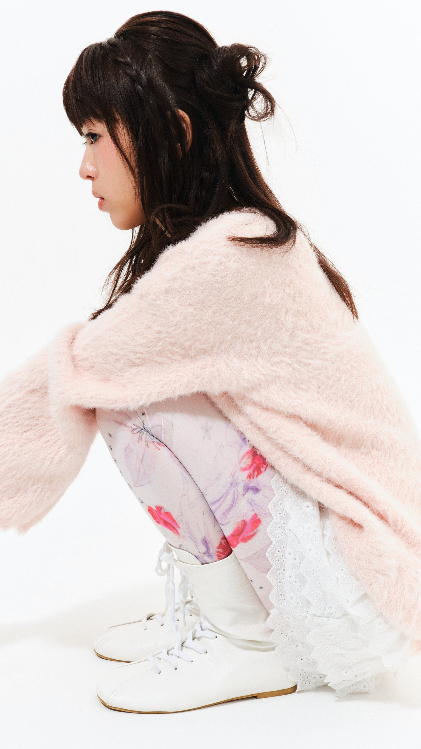 Angel sleeve mohair knit (pink)