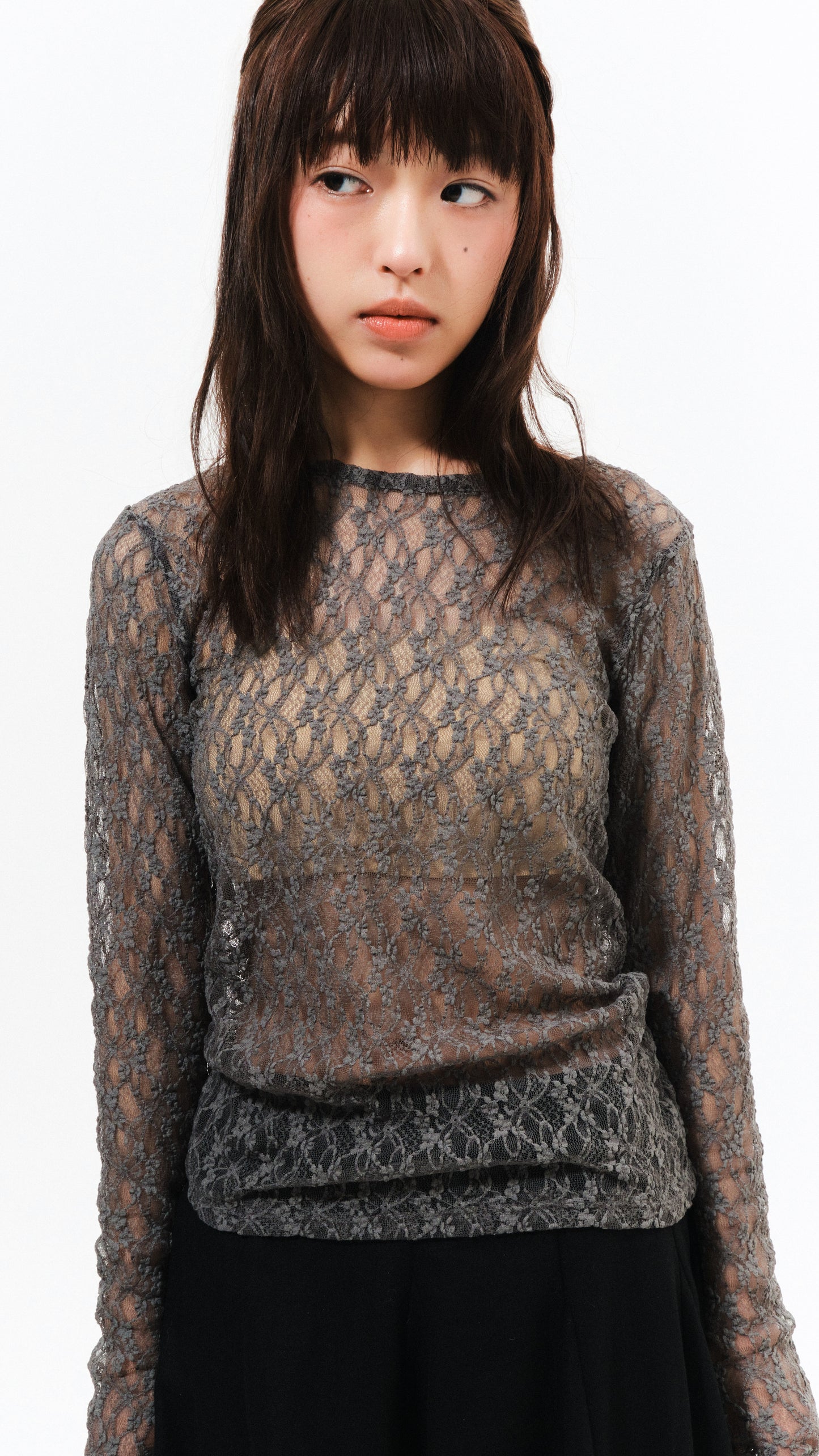 Jacquard lace top (charcoal)