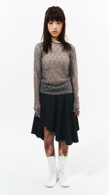 Jacquard lace top (charcoal)