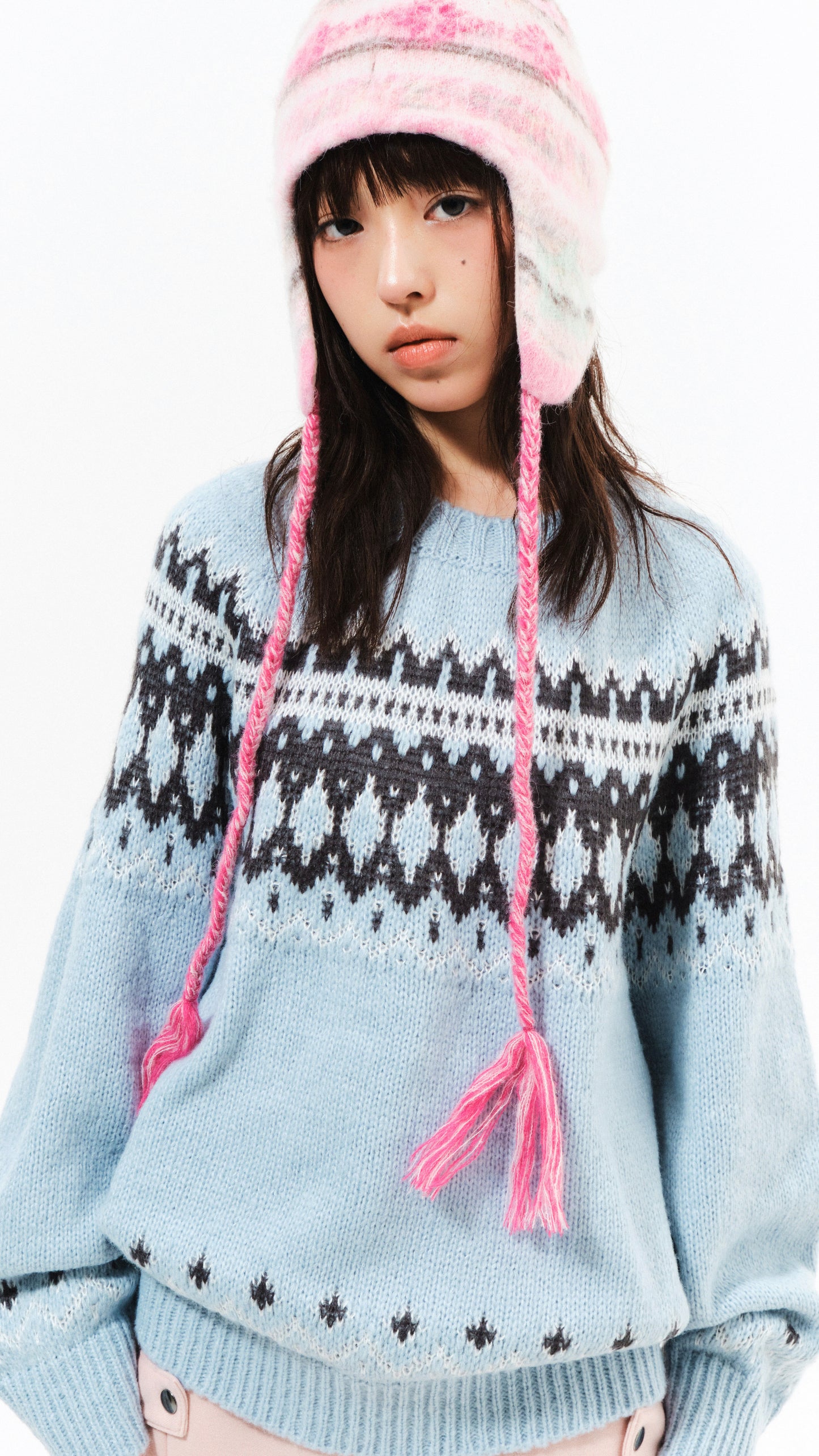 Snowflake nordic knit (skyblue)