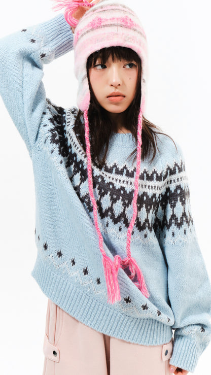 Snowflake nordic knit (skyblue)