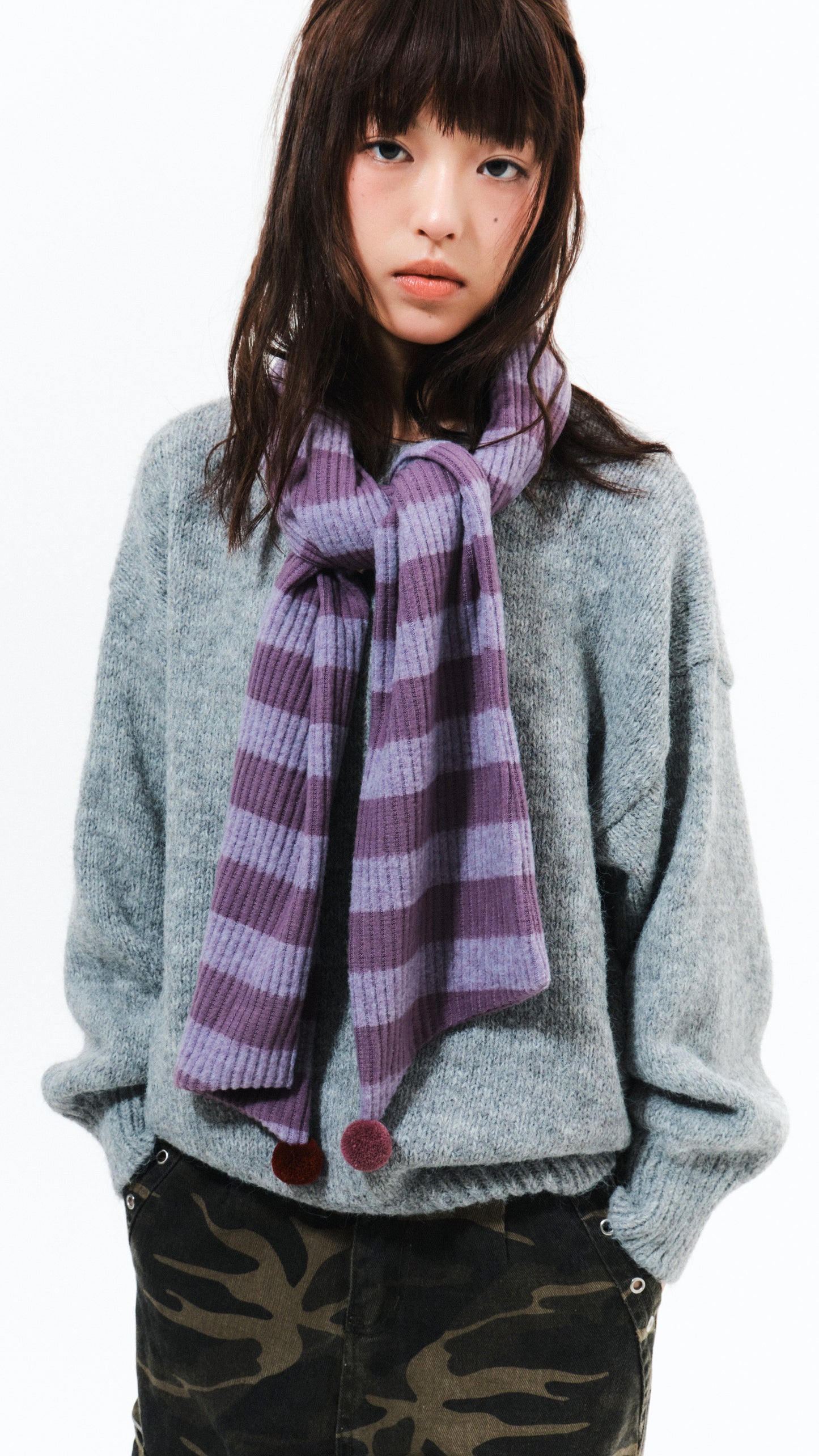 Candy stripe muffler (purple)