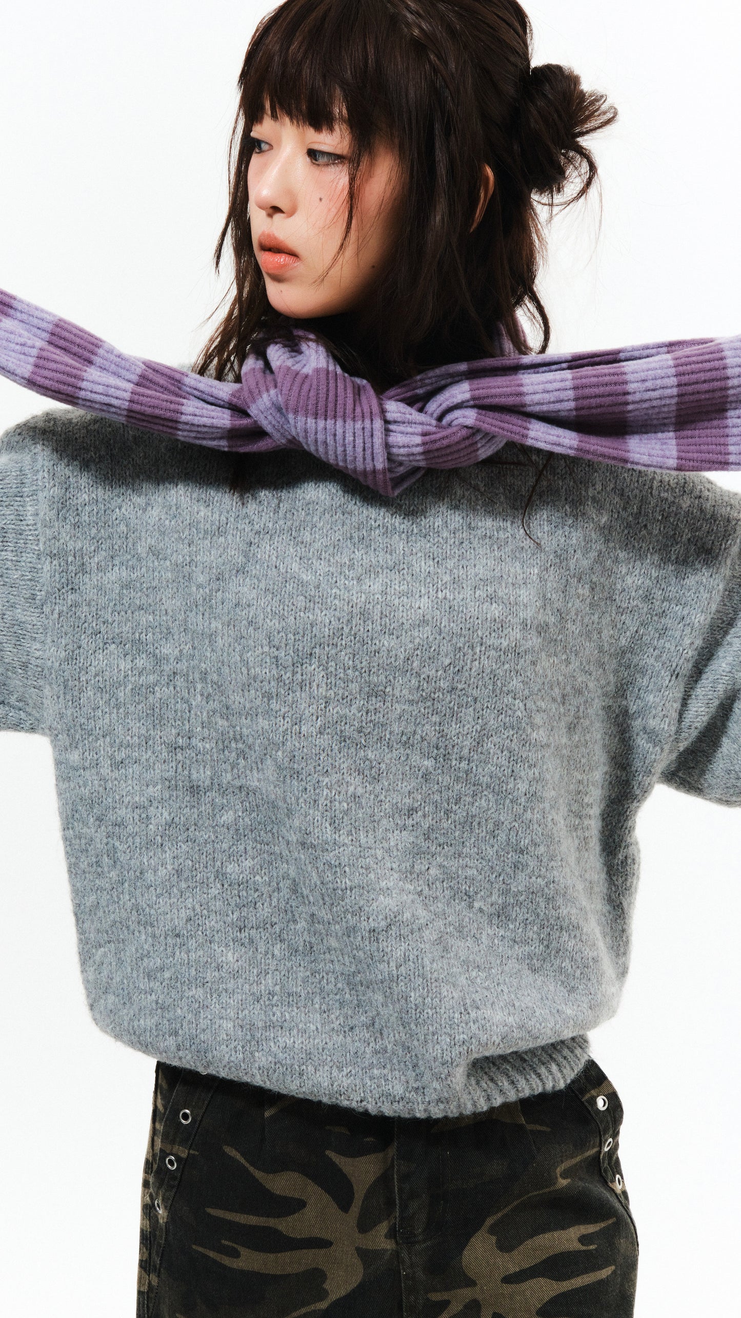 Candy stripe muffler (purple)