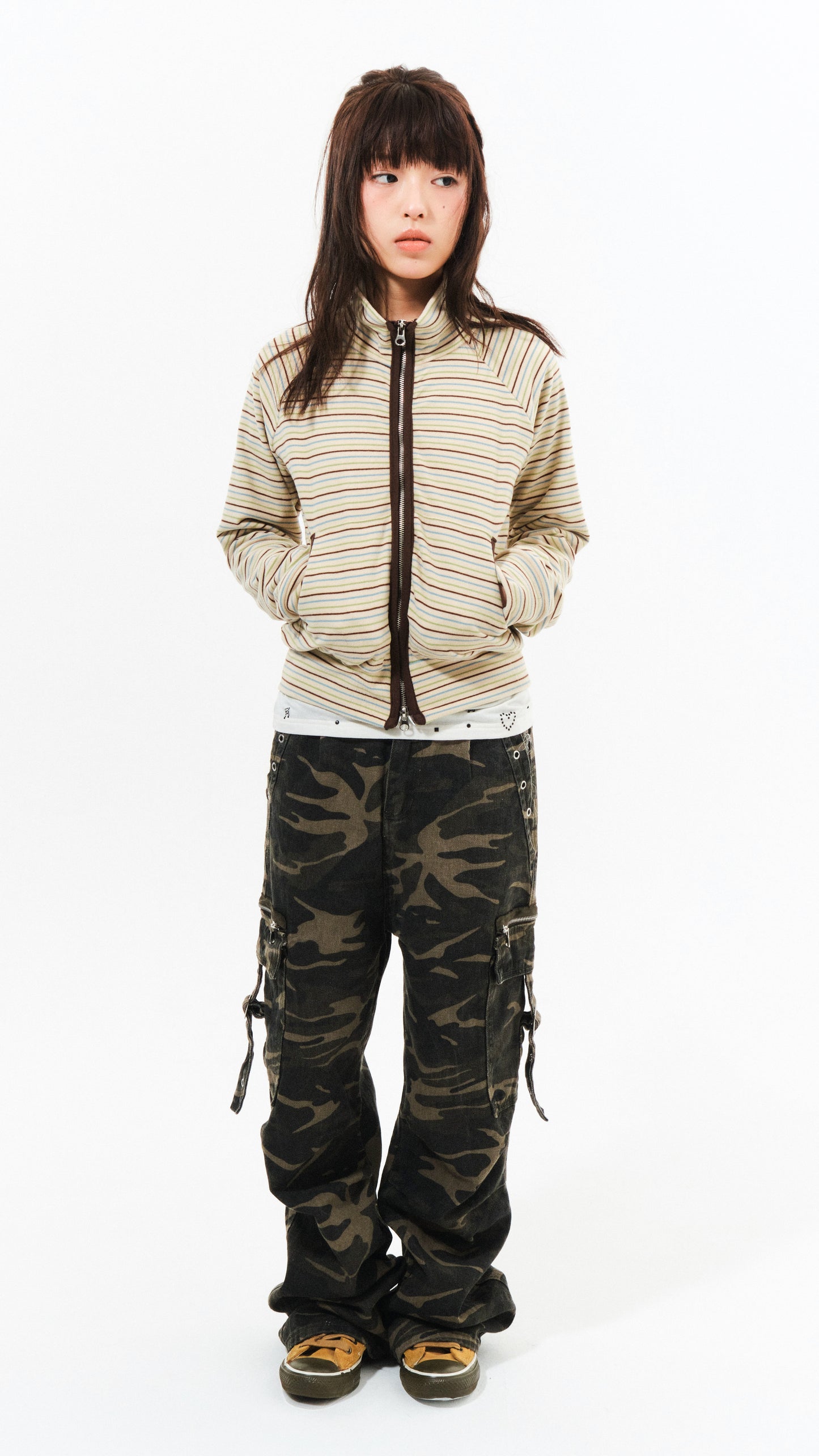 Camouflage cotton cargo pants