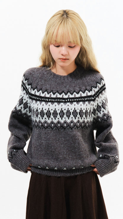 Snowflake nordic knit (charcoal)