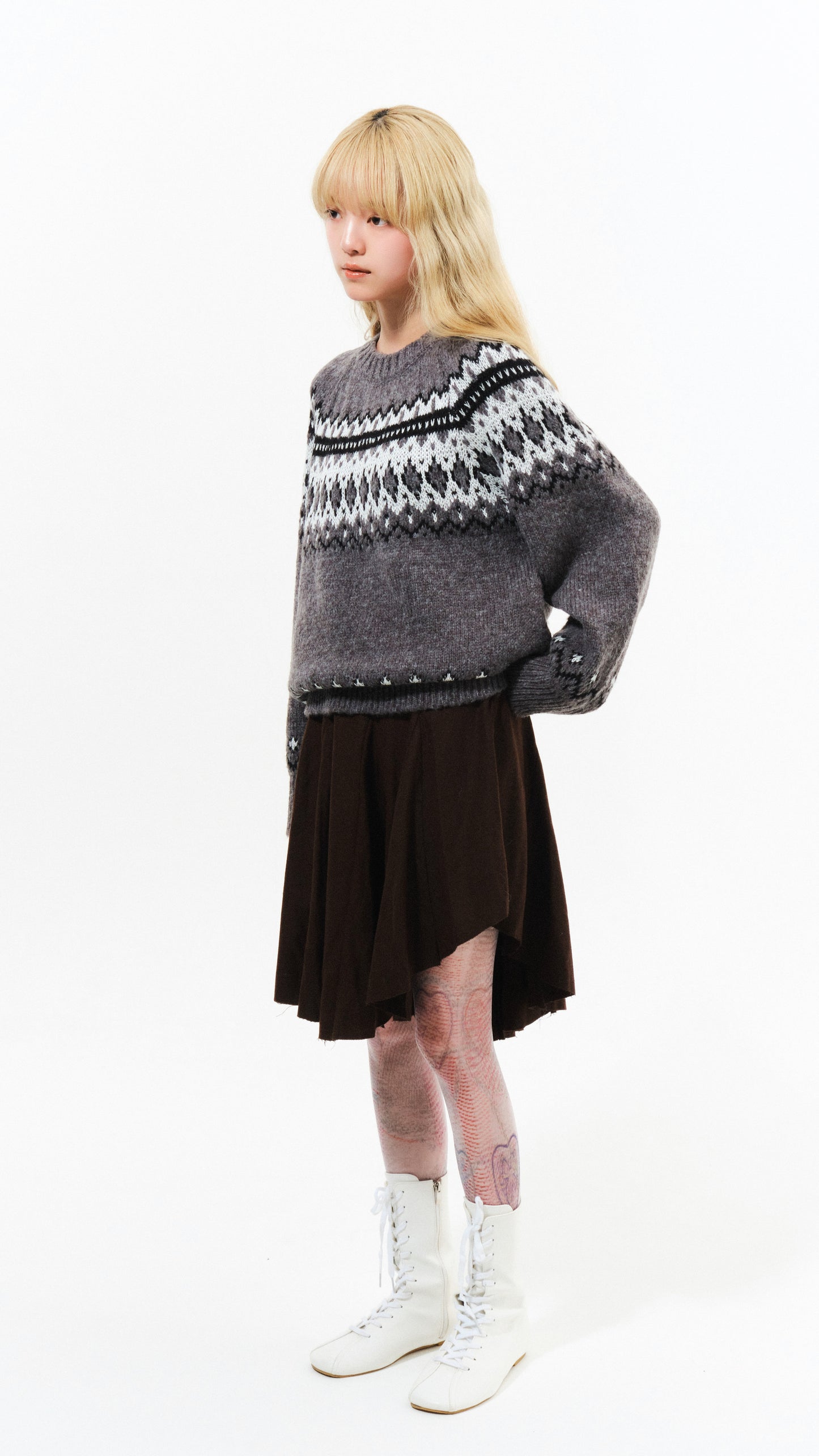 Snowflake nordic knit (charcoal)