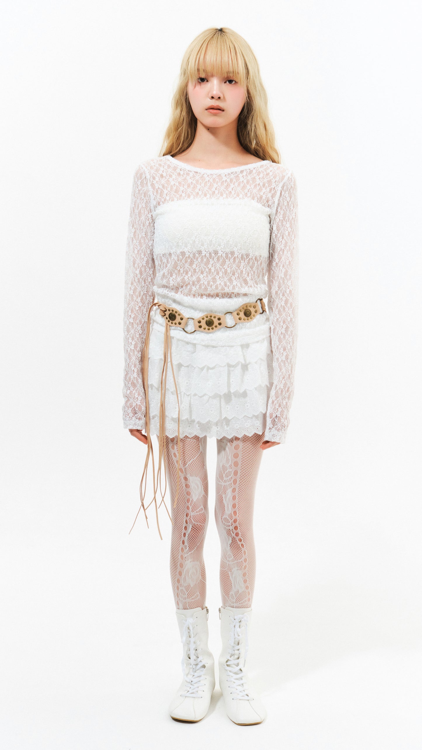 Jacquard lace top (white)