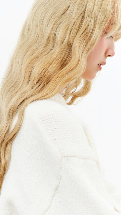 Pudding round knit knit (ivory)