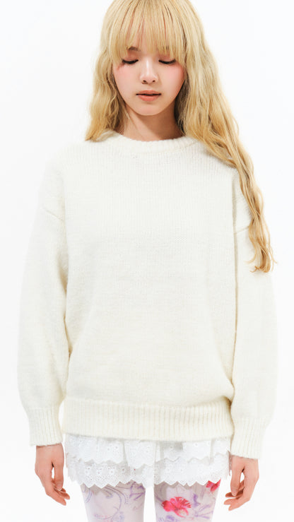 Pudding round knit knit (ivory)