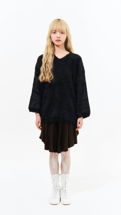 Angel sleeve mohair knit (black)