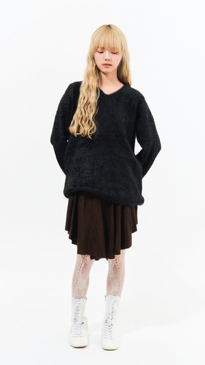 Angel sleeve mohair knit (black)