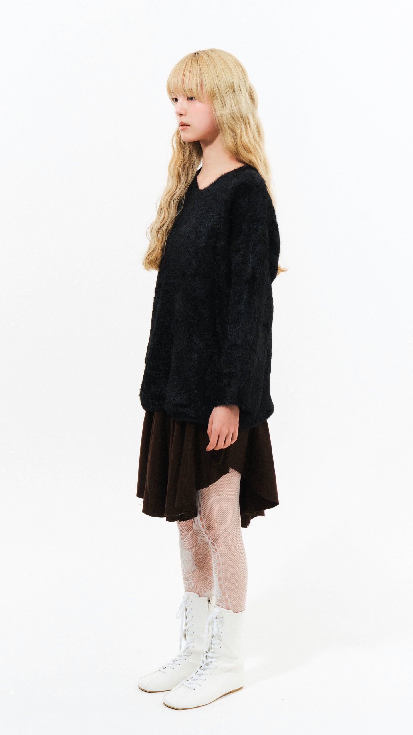 Angel sleeve mohair knit (black)