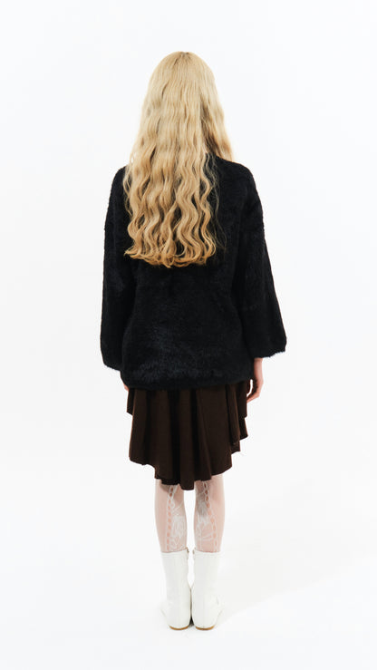 Angel sleeve mohair knit (black)