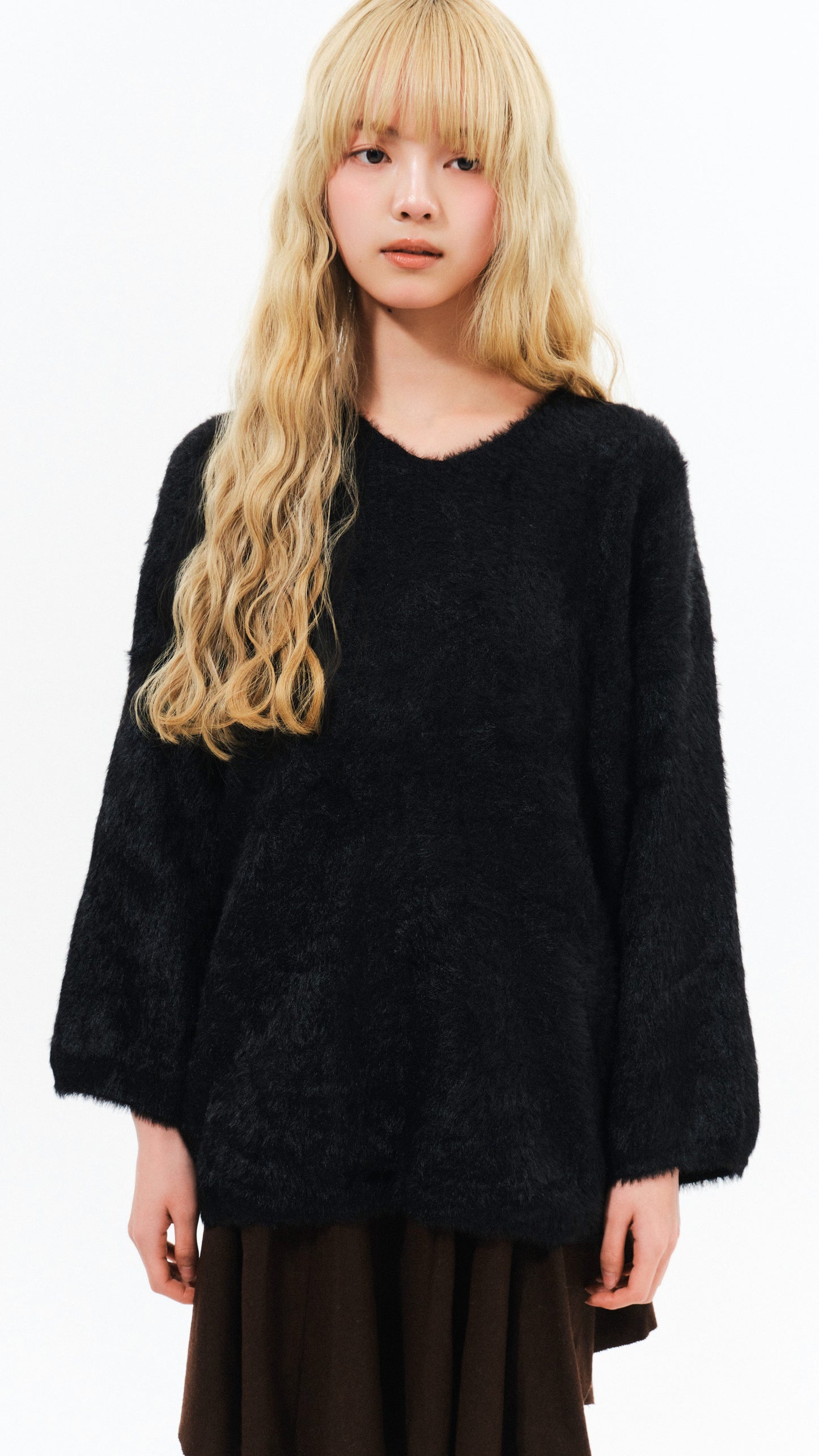 Angel sleeve mohair knit (black)