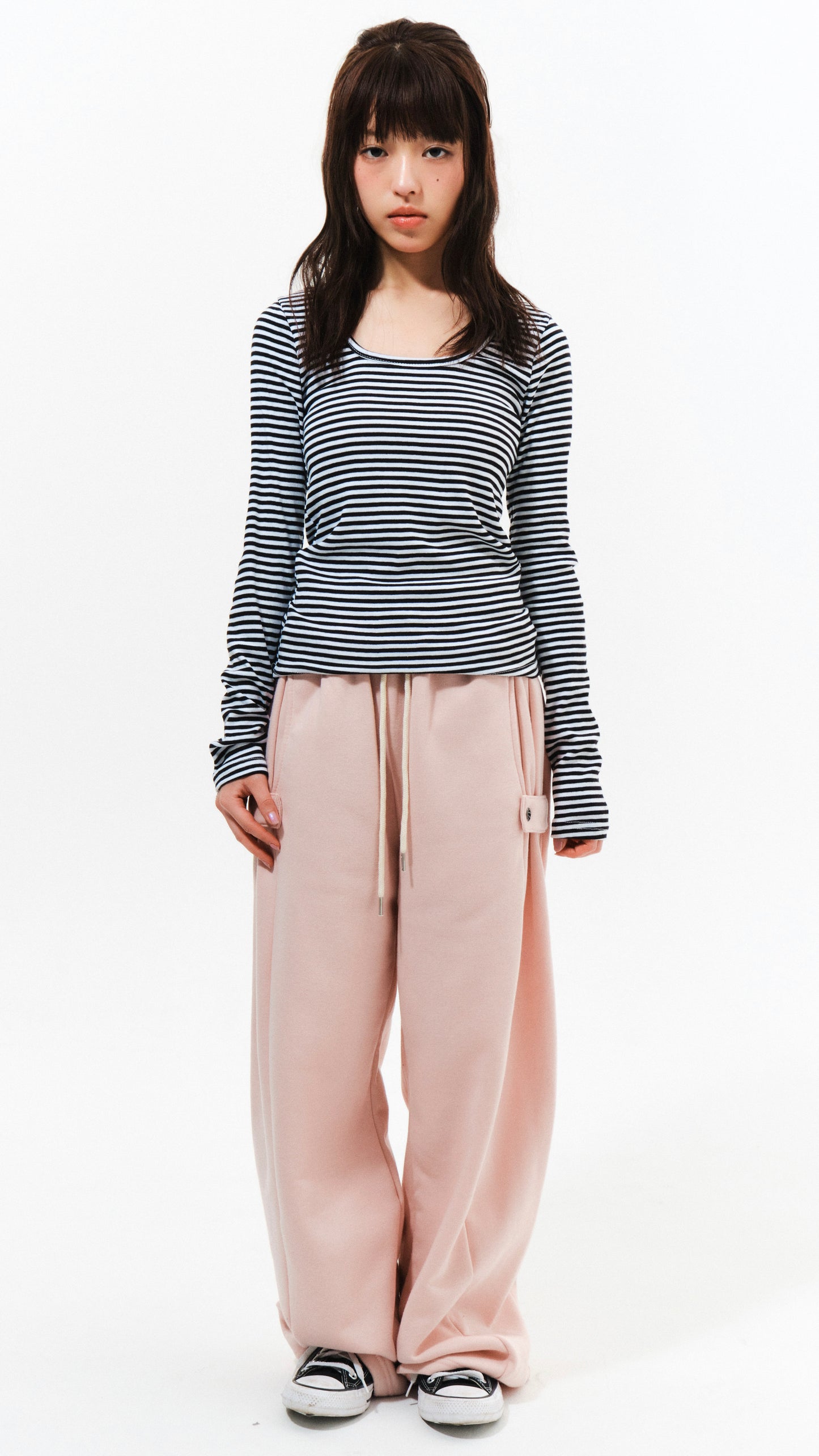 Side snap sweatpants (light pink)