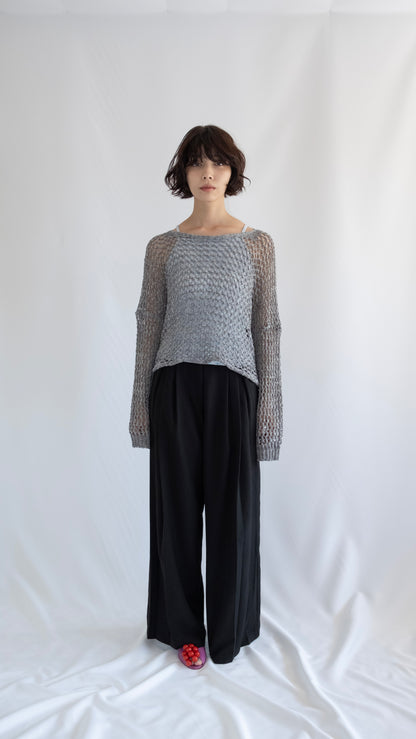 Cropped net top (gray)