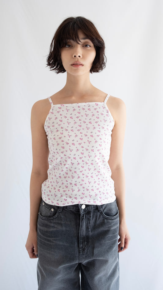 Flower rib tanktop (pink)