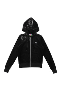 Melt Velour Zip Hoodie Black Sequin
