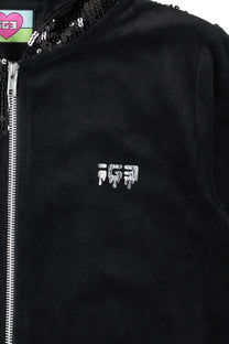 Melt Velour Zip Hoodie Black Sequin