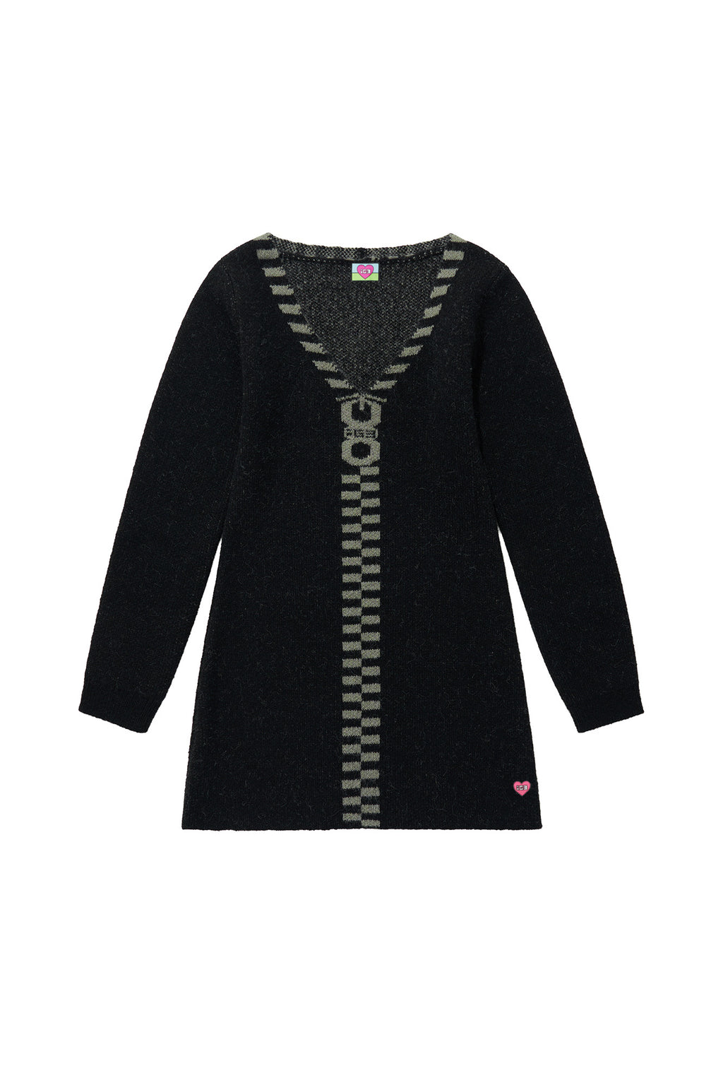 ZIPPER KNIT DRESS BLACK