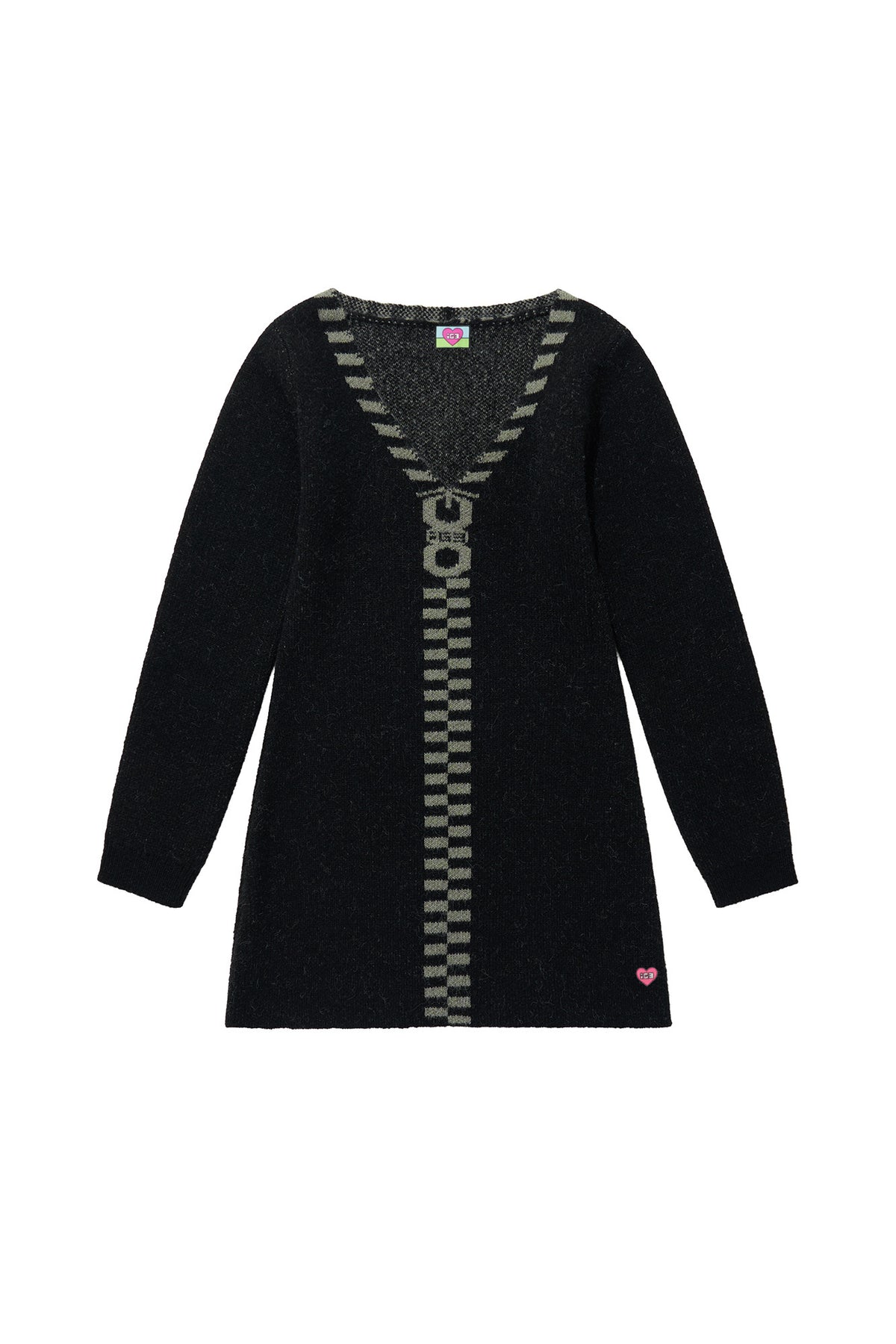 ZIPPER KNIT DRESS BLACK