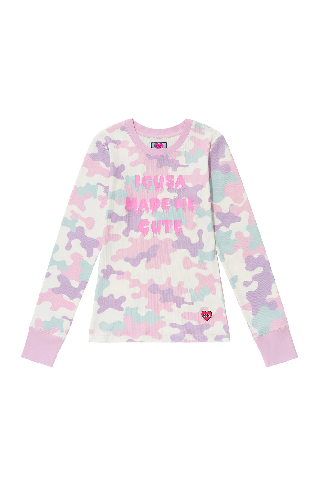KAWAII CAMO WAFFLE TOP PINK