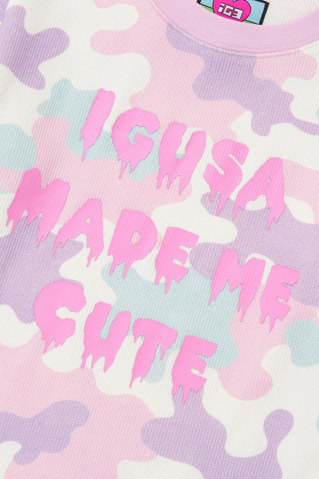 KAWAII CAMO WAFFLE TOP PINK