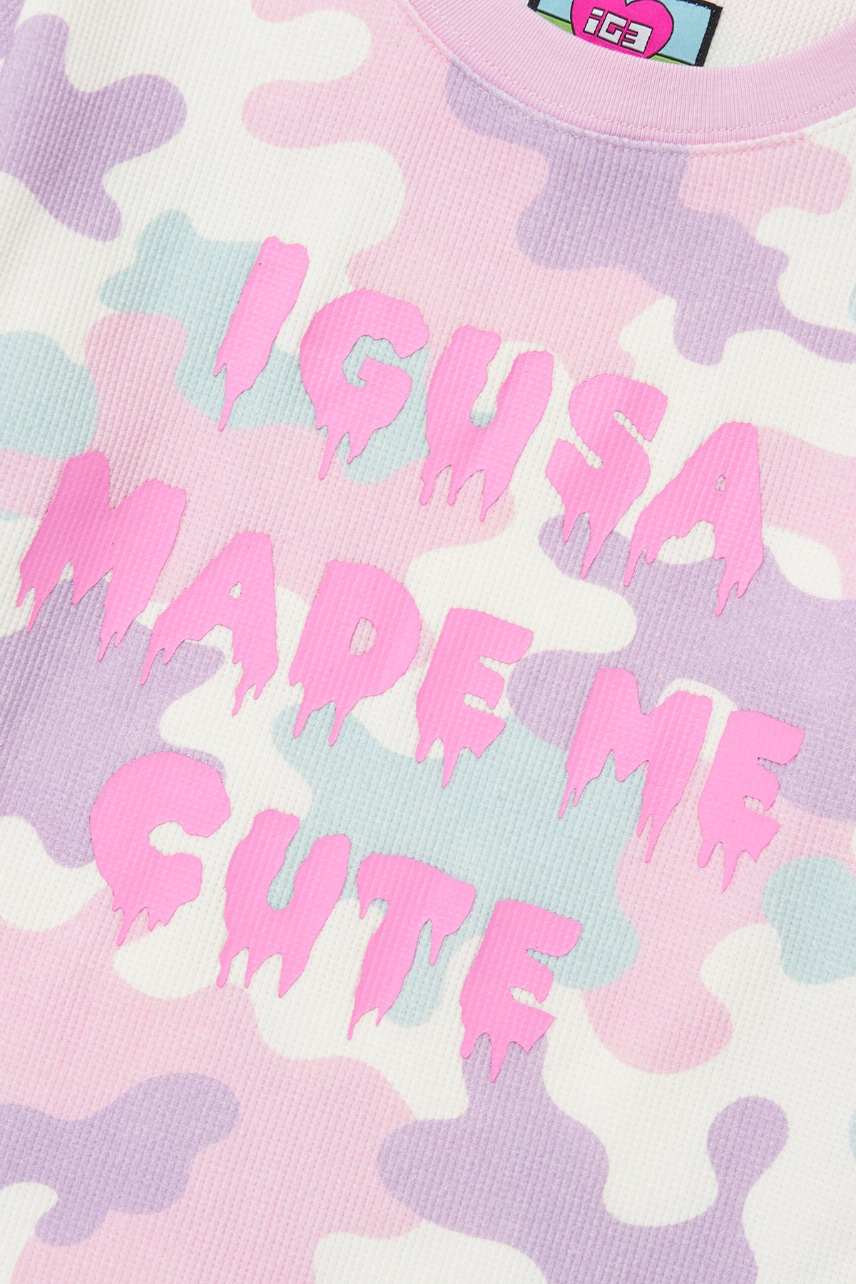 KAWAII CAMO WAFFLE TOP PINK
