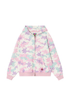 KAWAII CAMO WAFFLE ZIP HOODIE PINK
