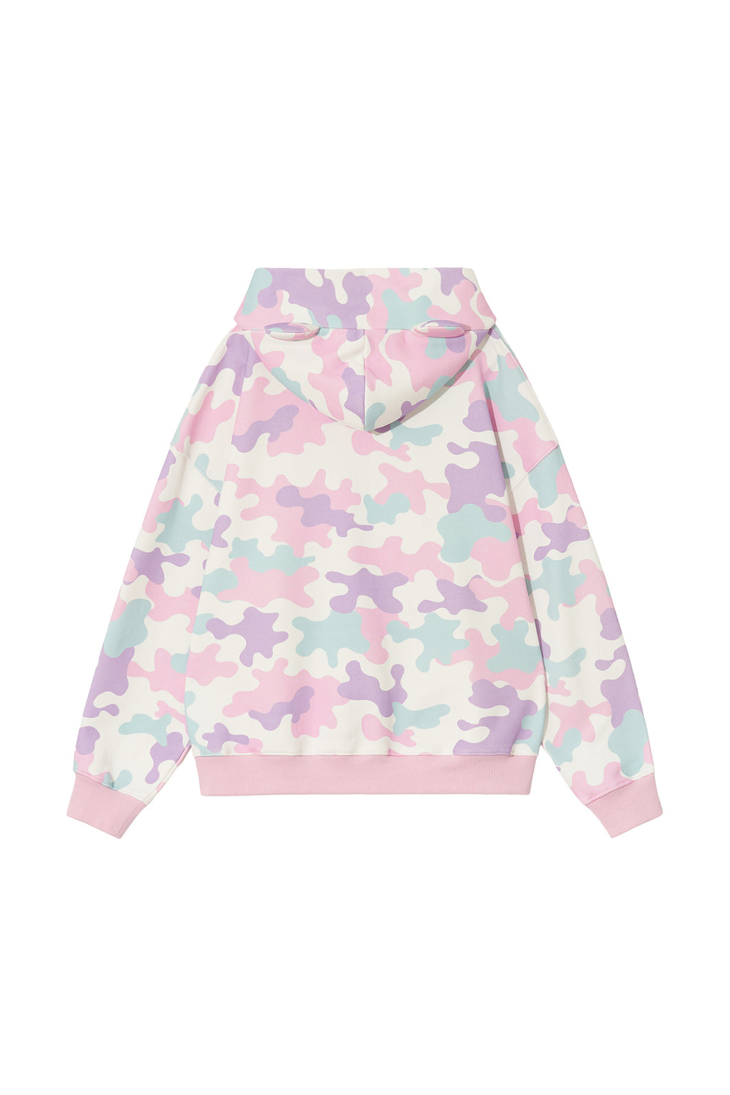 KAWAII CAMO WAFFLE ZIP HOODIE PINK