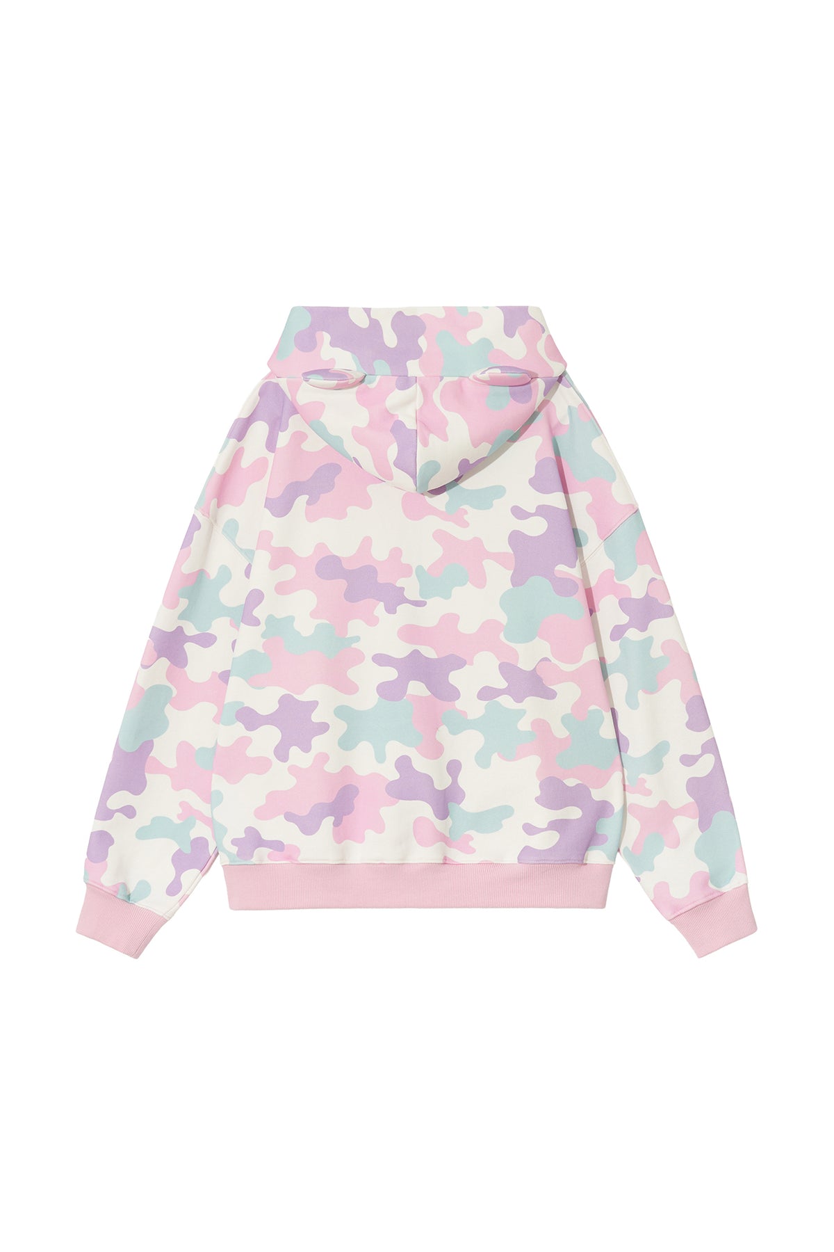 KAWAII CAMO WAFFLE ZIP HOODIE PINK
